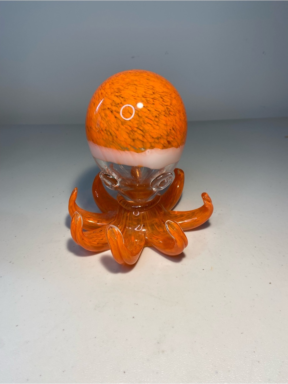 Hand Blown Orange Glass Octopus Figurine